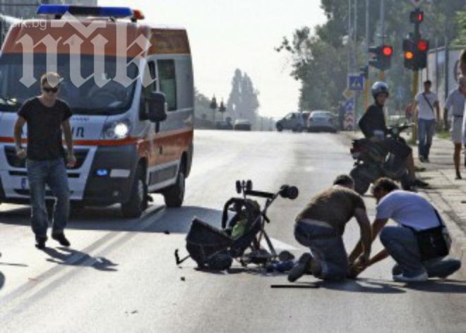Варна изтръпна! Опел помете с бясна скорост баща и бебе в количка