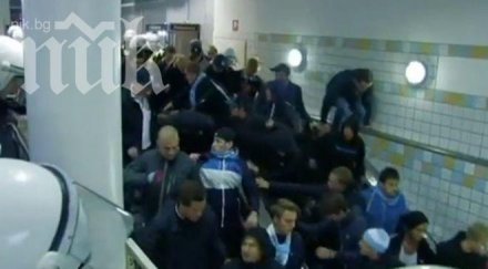 шведски полицаи изгониха буйни фенове ескалатори видео