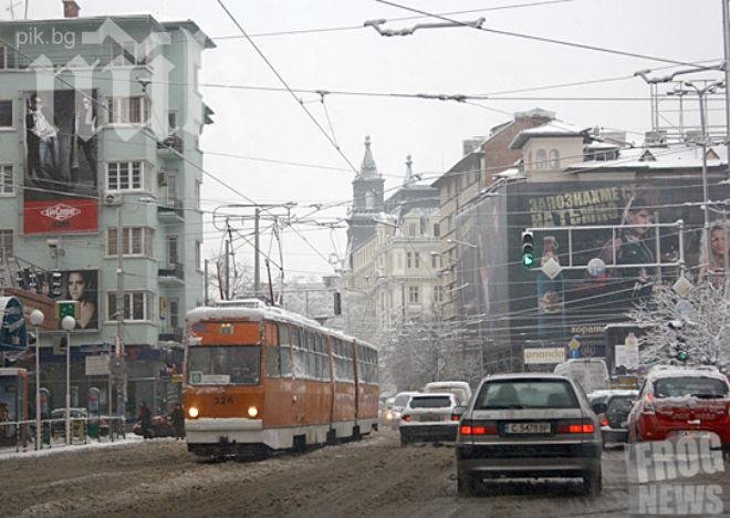 Транспортен хаос - 5-те сантиметра сняг парализириха София