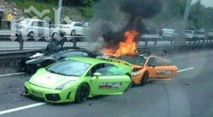 шок три ламборджинита изгоряха магистрала уникално видео