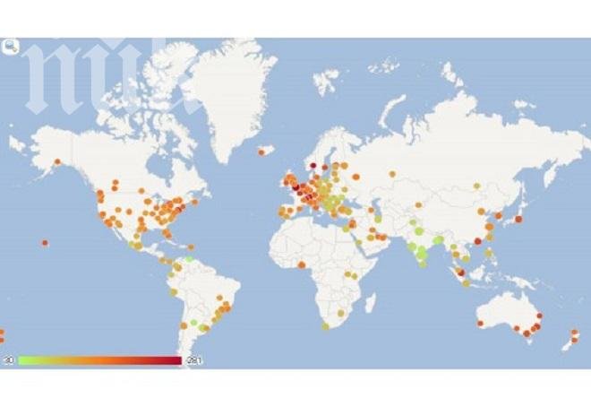 Карта показва кои са най-скъпите градове в света