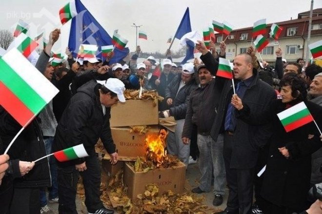 Нанизи с тютюн пламнаха пред земеделското министерство