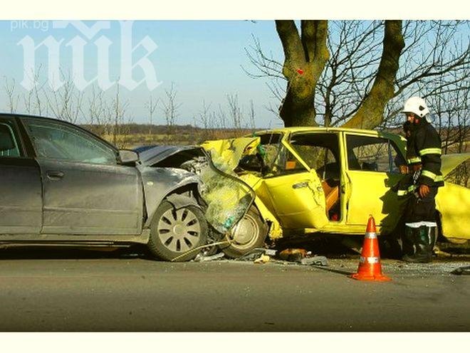 Жестока катастрофа в Благоевград! Ауди направи такси на пихтия