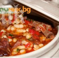 Боб с печено месо