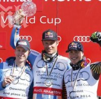 Матиас Майер пръв в спускането, Свиндал води за Световната купа