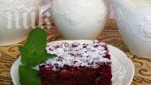 Шоколадов кейк с боровинки (стъпка по стъпка)