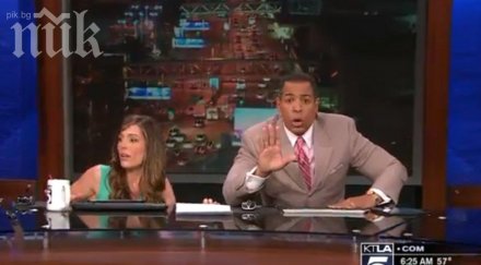 телевизионни водещи паникьосаха ефир холивудското земетресение видео