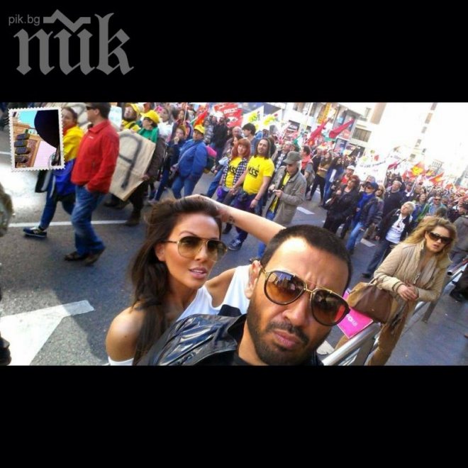 Кифленски номера! Азис и Николета се снимат насред тълпа от хора в Испания