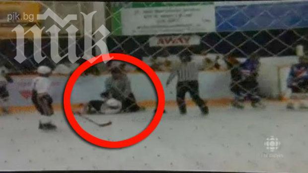Рефер осакати момче на хокеен мач (видео)