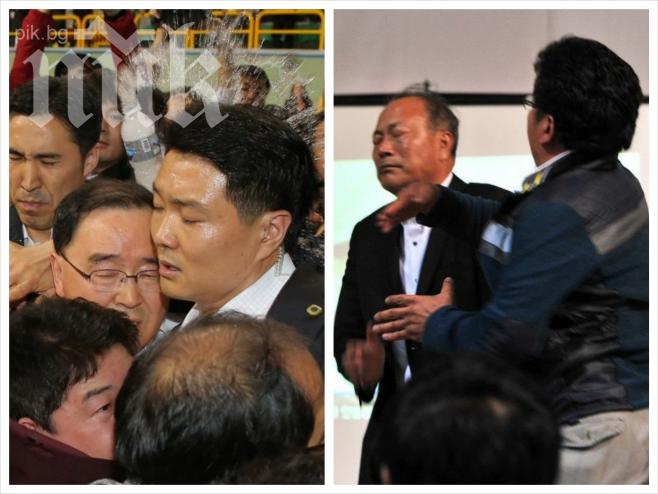 Гневни роднини на изчезналите от ферибота нападнаха премиера на Южна Корея (снимки)