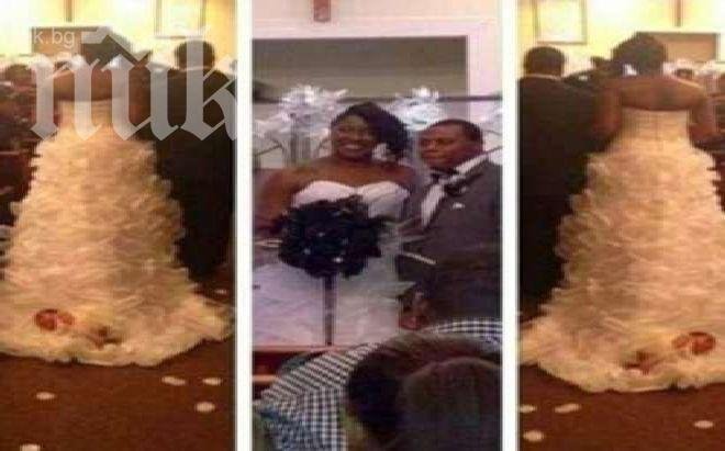 Шок! Булка влачи бебето си до олтара... буквално (видео)