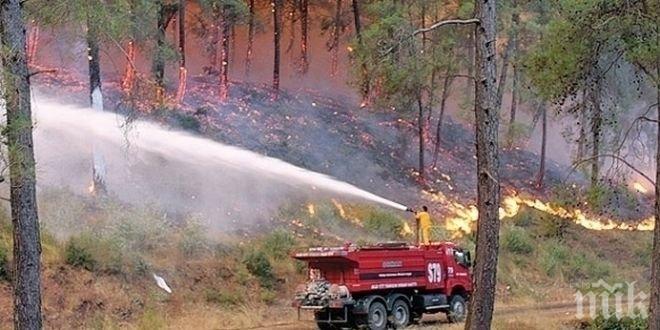 Голям пожар бушува в Анталия и застрашава туристите