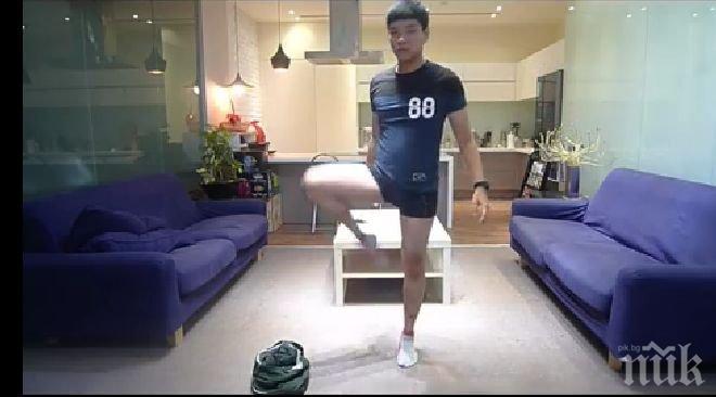 Можете ли да обуете панталона си без ръцe? Той може, вижте! (видео)