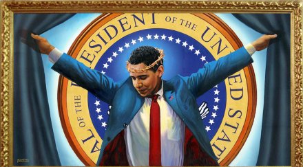 нарисуваха обама христос кръста