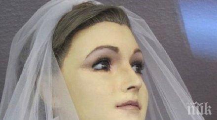 зловещо труп момиче краси витрина магазин снимка