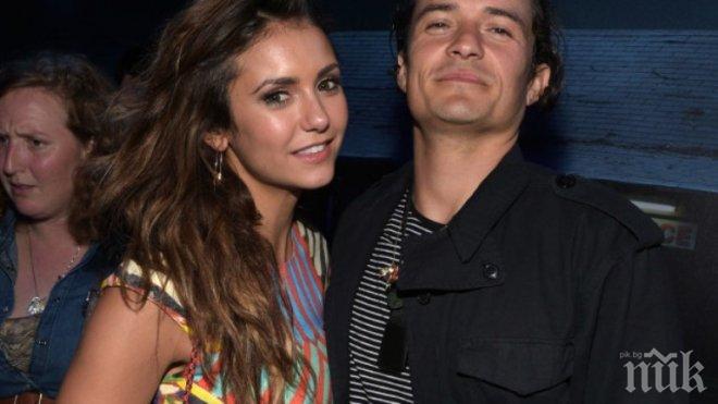 Нина Добрев и Орландо Блум хванати да се целуват