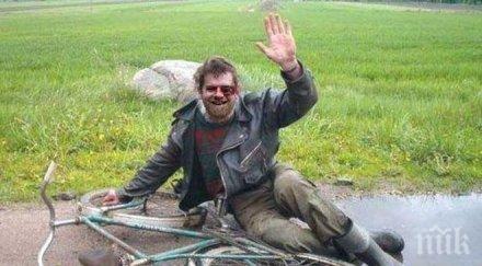 уникална каскада спирачката велосипедист отказа натресе кола прелетя нея