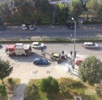 Такси избухна в пламъци в Пловдив, няма пострадали (снимки)
