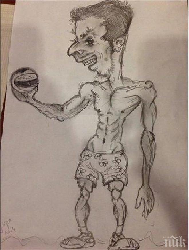 Физиотерапевт рисува волейболните ни национали на световното (снимка)

