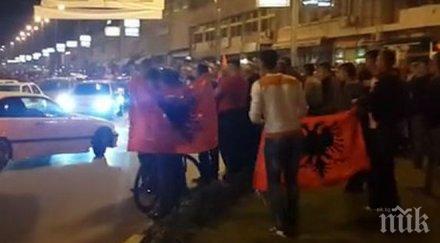 албанци празнуват тетово струга прекъсването мача сърбия