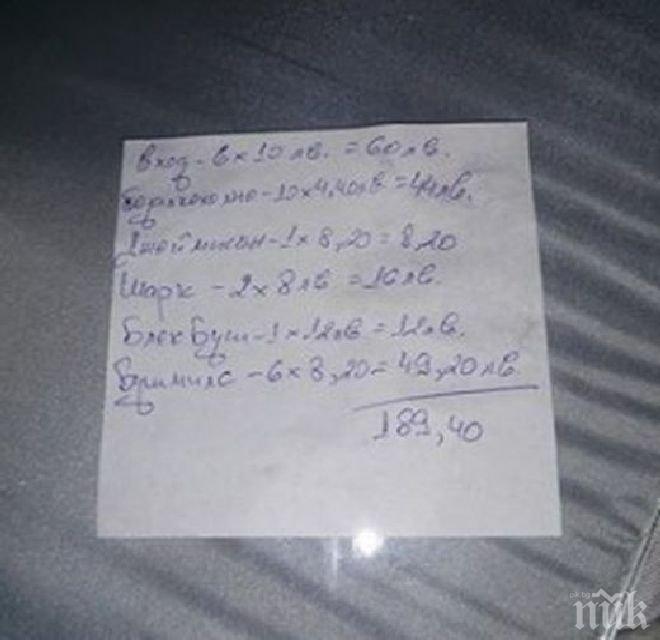 Барман одруса варненец със сметка от 189 лева (снимка)