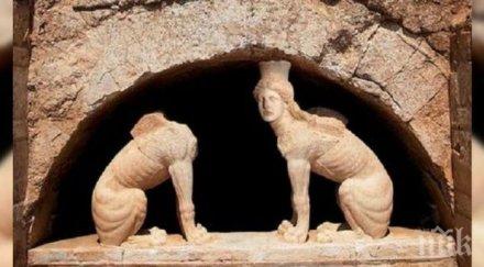 откриха уникален сфинкс гробницата амфиполис