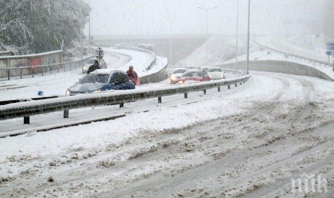 Извънредно положение и във Велико Търново! Снегът блокира движението (снимки)