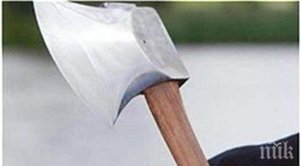 побеснял мъжага нападна брадва автомобил