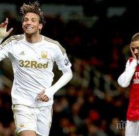 Суонзи шокира Арсенал с обрат и изпревари лондончани във Висшата лига