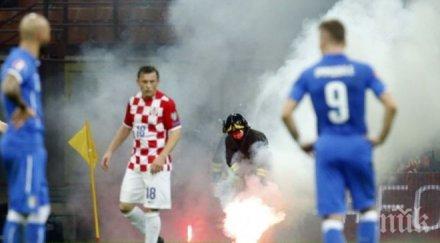хърватия взе точка италия големи безредици трибуните прекъснаха срещата