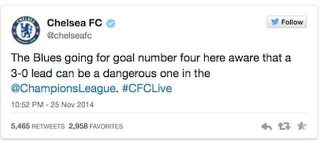  Челси се подиграва на Арсенал в Туитър

