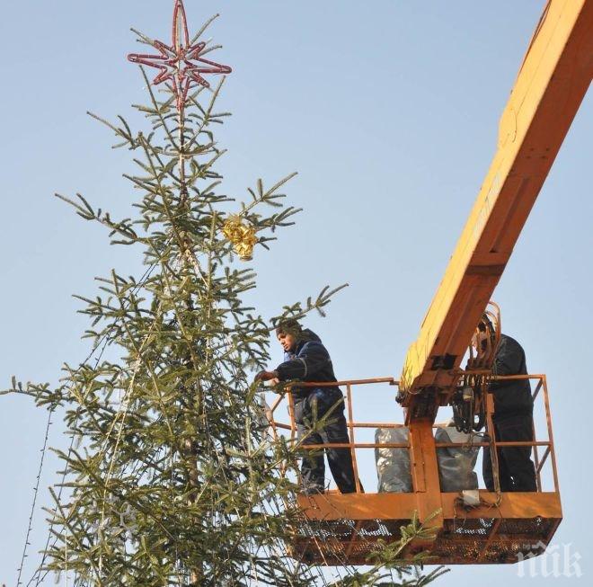 Монтират коледната украса в Пазарджик 