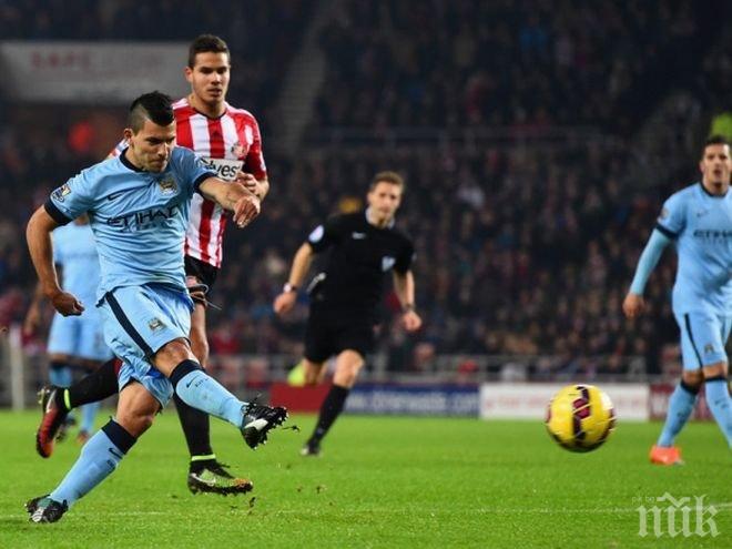 Впечатляващо! Манчестър сити разгроми Съндърланд, Кун блести при обрата 