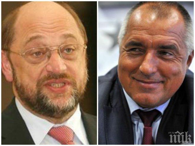 Мартин Щулц разкри четирите ключови теми, които са обсъдили с Бойко Борисов
