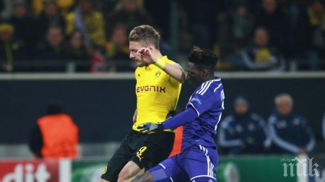 Куп пропуски костваха на Борусия победата срещу Андерлехт, но не и първото място