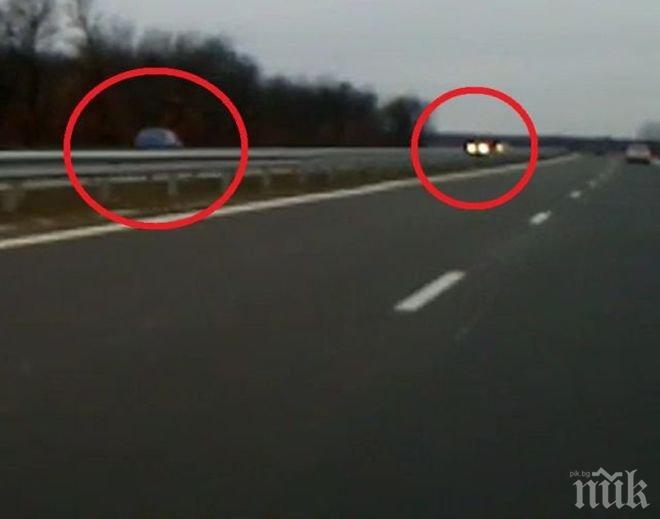 Кошмар на Тракия! Жена шофира в насрещното с над 100 км/ч! (смразяващо кръвта видео)