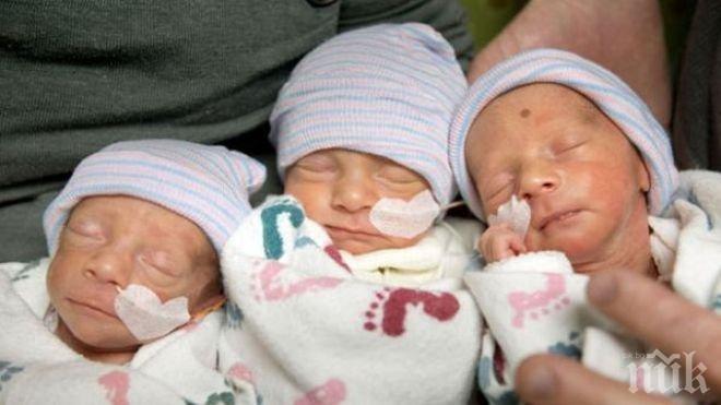 Жена роди еднояйчни тризнаци (видео)