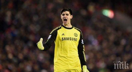 ливърпул изпусна челси анфийлд блестящ куртоа спаси моуриньо компания