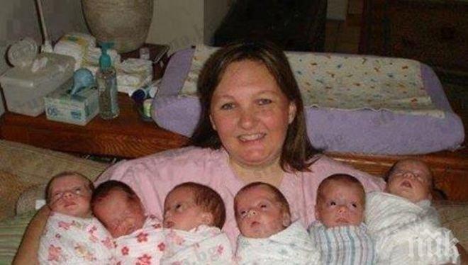 Снимка на „петричка“ майка с 5 близначета хит в социалните мрежи