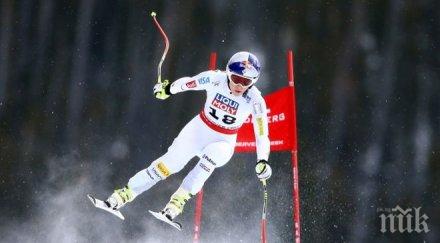 фенингер спечели драматичен супергигантски слалом сразявайки тина мазе линдзи вон