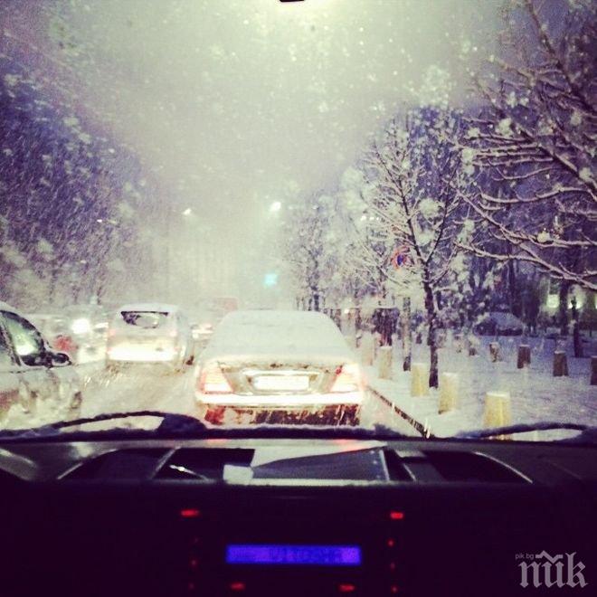 Хиляди автомобили в снежен капан в София! Градският транспорт е блокиран! Столичната община изкара 170 машини за почистване (снимки)