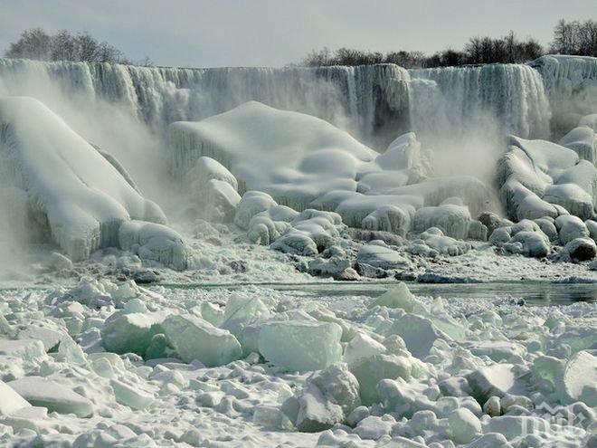 Ниагарският водопад замръзна (видео)