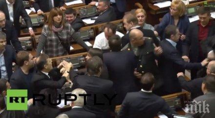бой украинския парламент видео