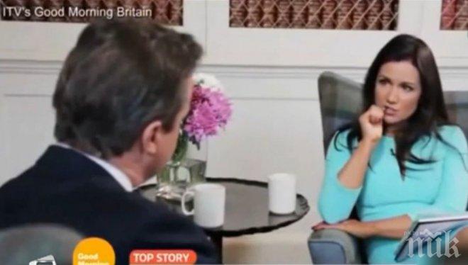 Горещо интервю! Палава водеща предизвика фурор с поведението си към Дейвид Камерън (видео)