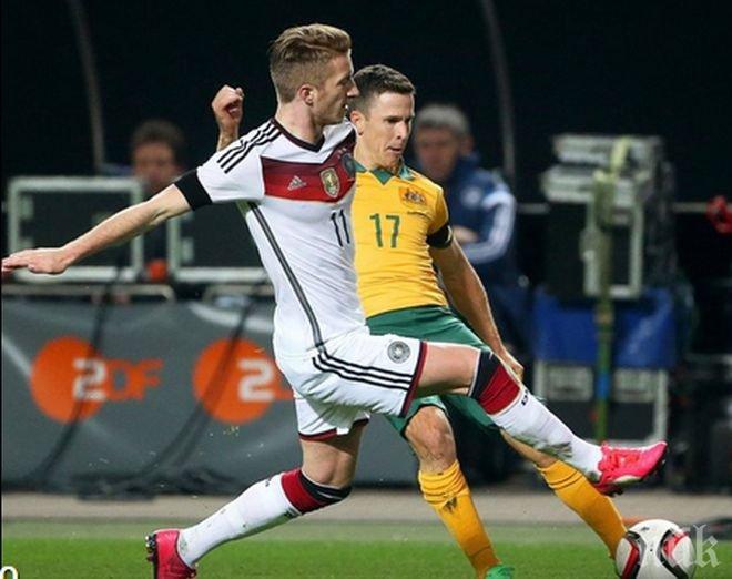 Австралия удържа Германия, трагична защита едва не провали световния шампион
