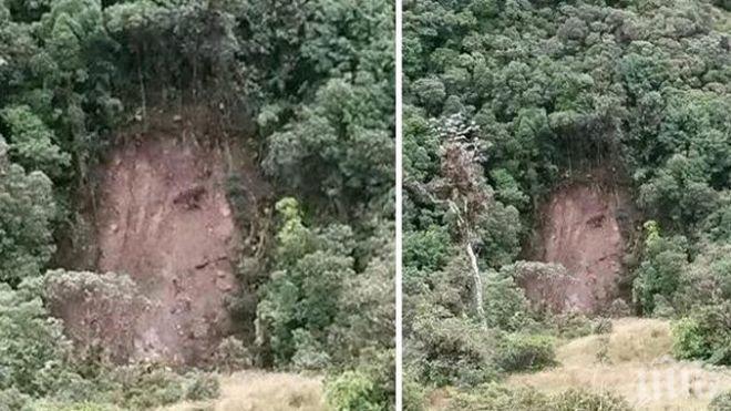 Чудо! Ликът на Исус се появи върху свлачище (снимка)