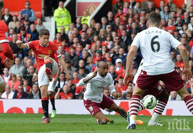 Ман Юнайтед с победа над Астън Вила, влезе в тройката