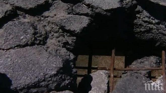 Ето дупката, която предизвика километрични задръствания на магистрала Хемус (снимка)