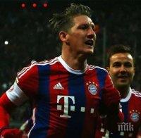 Байерн Мюнхен с трудна победа след гол на Швайнщайгер