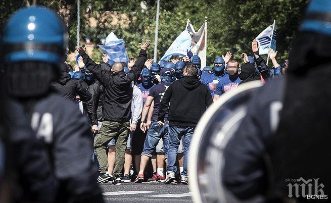 Хулигани от Лацио стряскат полицията в Бургас